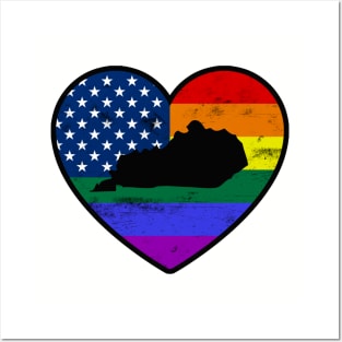 Kentucky United States Gay Pride Flag Heart Posters and Art